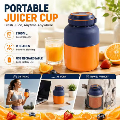 1300ML Portable Fruit Juice Blender – USB Mini Bottle Juicer
