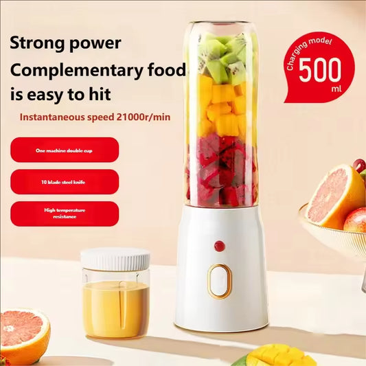 Portable USB Rechargeable Fruit Juicer – 500ml Mini Smoothie Mixer